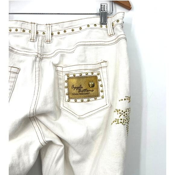 Apple Bottom | 15/16 | Capri denim Jeans Studded Gold Cropped Pant Palm Tree - Picture 3 of 6